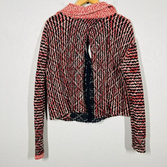 Free People Y2K Open Back Cardigan Casual Knit Collar Snap Front - M - Picture 4 of 6